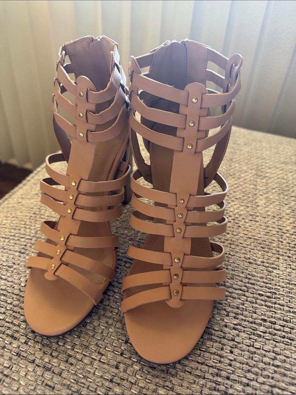 Charlotte Russe Nude Tan Strappy Gladiator Heels